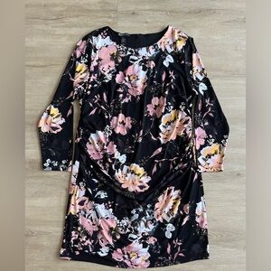INC International Concepts Peony Garden Floral Bodycon Dress Black Size 2X